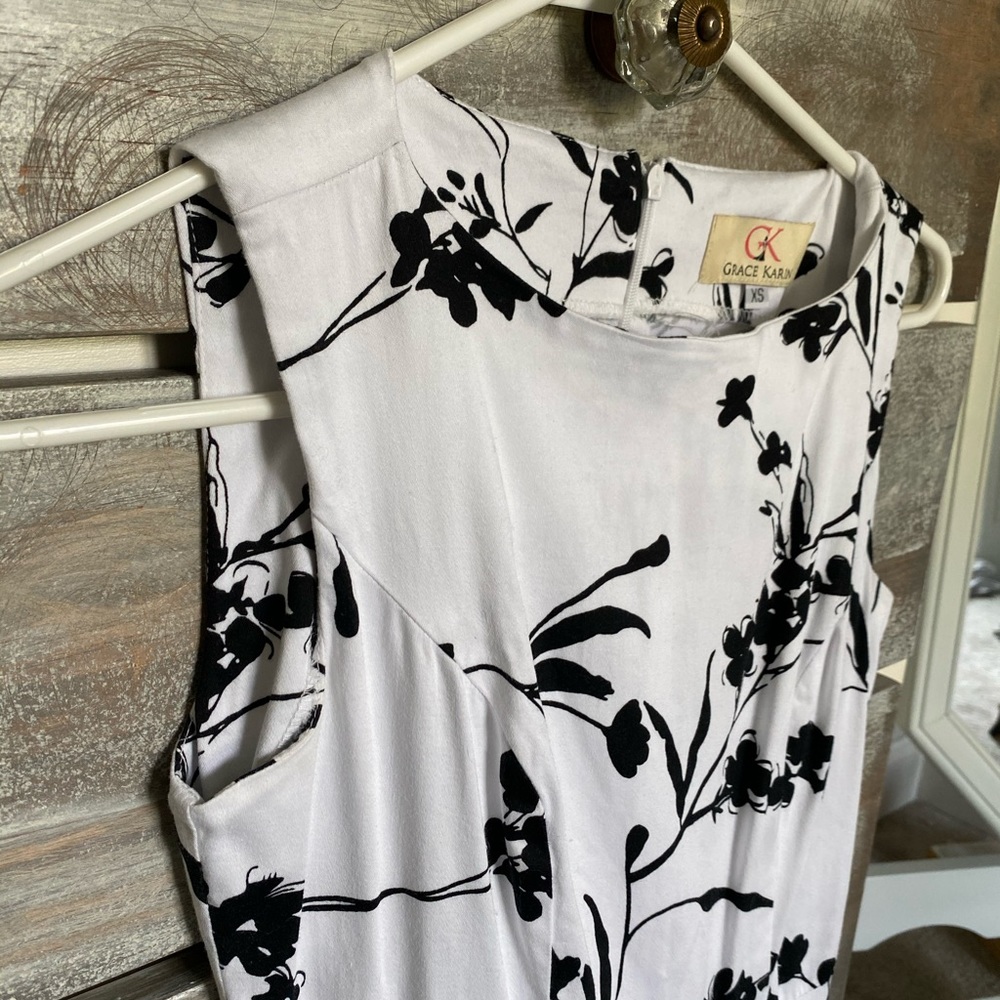 Grace Karin White Black Floral Dress - Picture 2 of 9